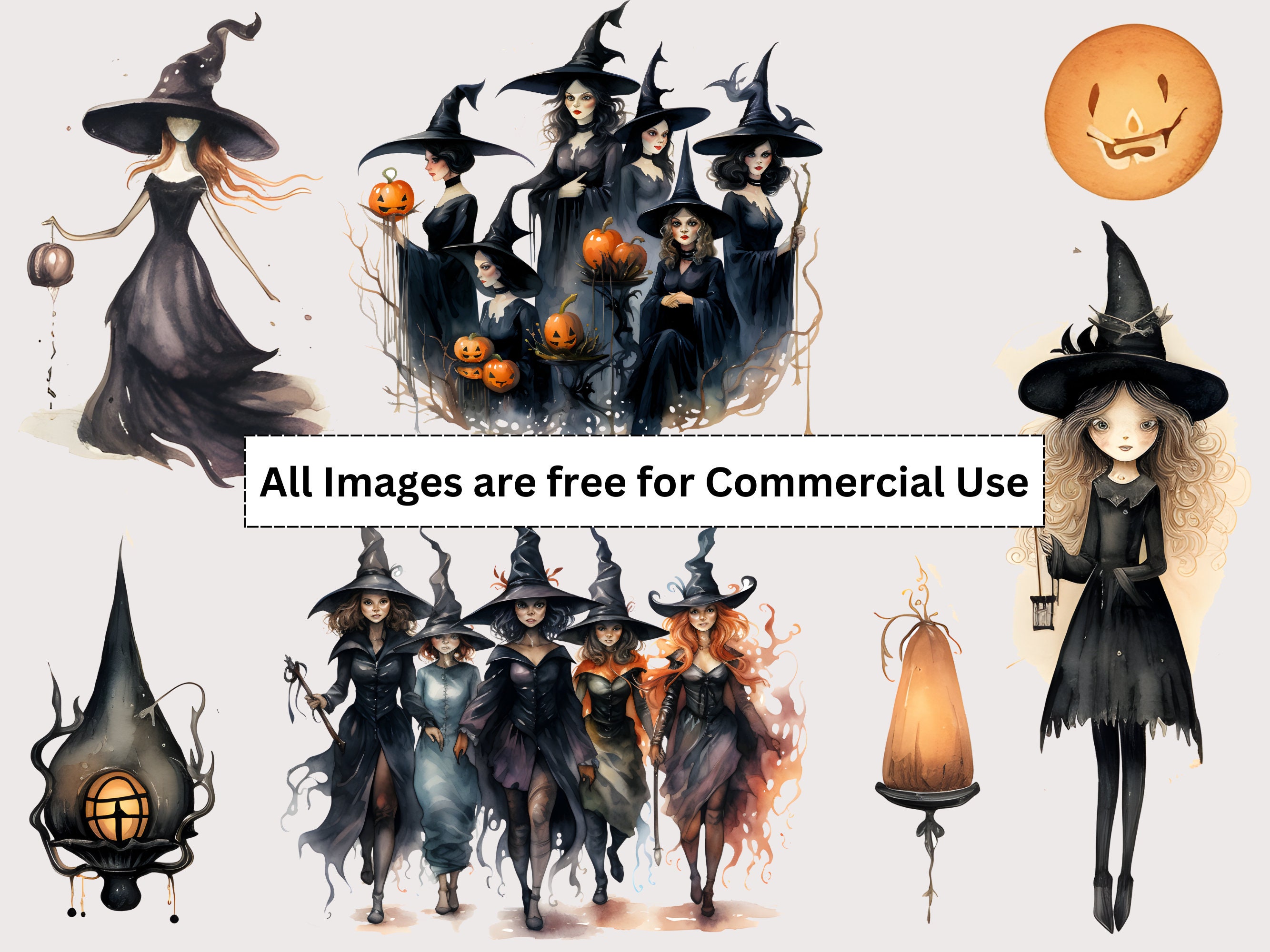 Clipart Vintage Witch Clipart Halloween Vintage Witch Witch Etsy