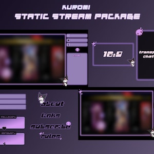 Goth Bunny Purple Stream Package Twitch Overlay - Y2k - Aesthetic - Goth - Dark - Panels, Overlays, Cam Frames, Alerts, Chat Boxes, Banner