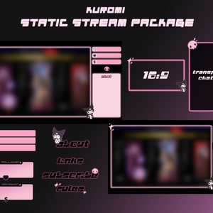 Goth Bunny Pink Stream Package Twitch Overlay - Y2k - Aesthetic - Goth - Dark - Panels, Overlays, Cam Frames, Alerts, Chat Boxes, Banner