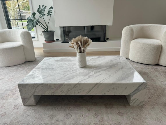 Paramount Carrara Marble Coffee Table Etsy