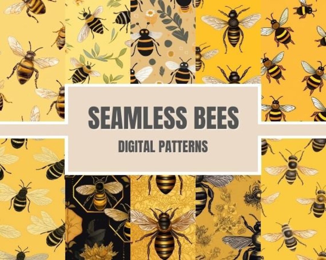 Bees Seamless Pattern, Bees Digital Pattern, Bees Prints, Bees ...
