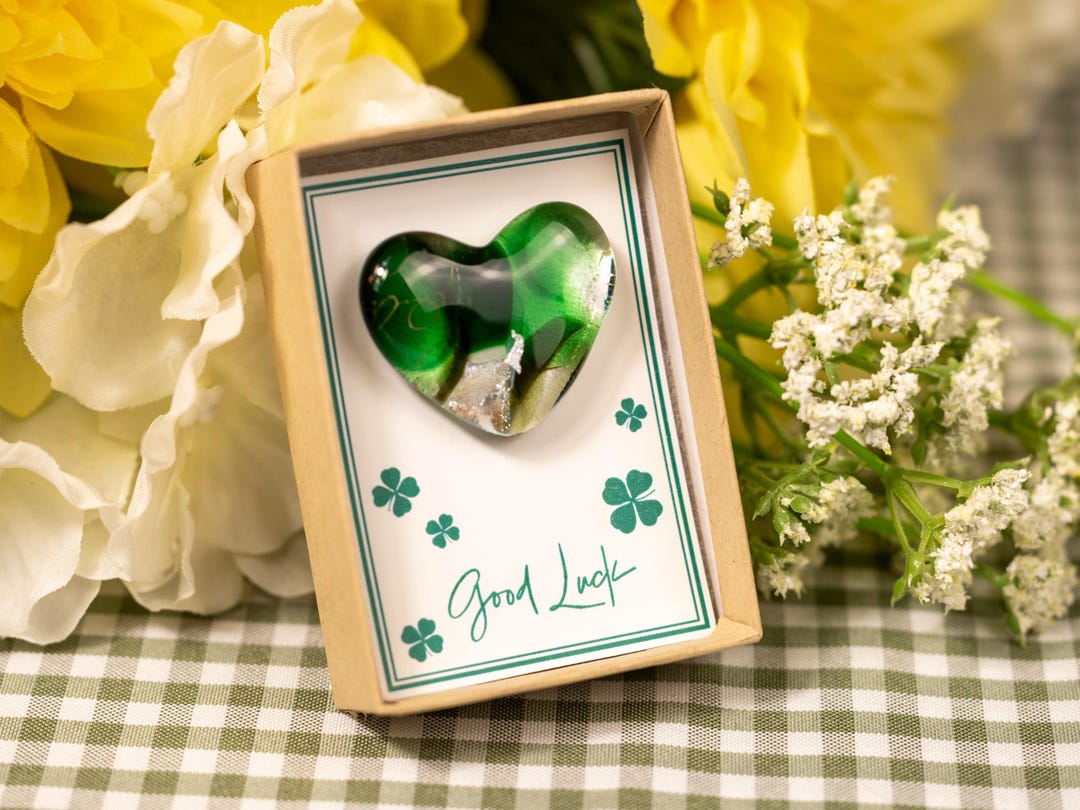 Good Luck Charm Pocket Heart, Handmade Glass Token - Etsy