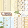 Honey Watercolor Digital Paper, Pooh Watercolor Winnie Digital Paper Pack, Gender neutral, Bear Scrapbook album, Beige pattern