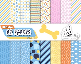 Dog Family Digital Paper, Scrapbook, Wallpaper