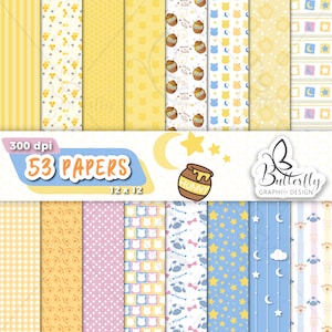Honing en vrienden baby digitaal papier, scrapbook baby