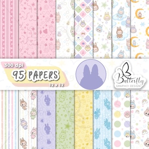 Kawai Monster Digital Paper, Scrapbook Monster Kawai, Wallpaper Monster Cute, Paper Print bubu