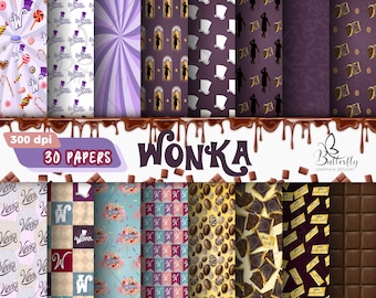 Chocolate Factory Digital Papers, Scrapbook, Wallpaper