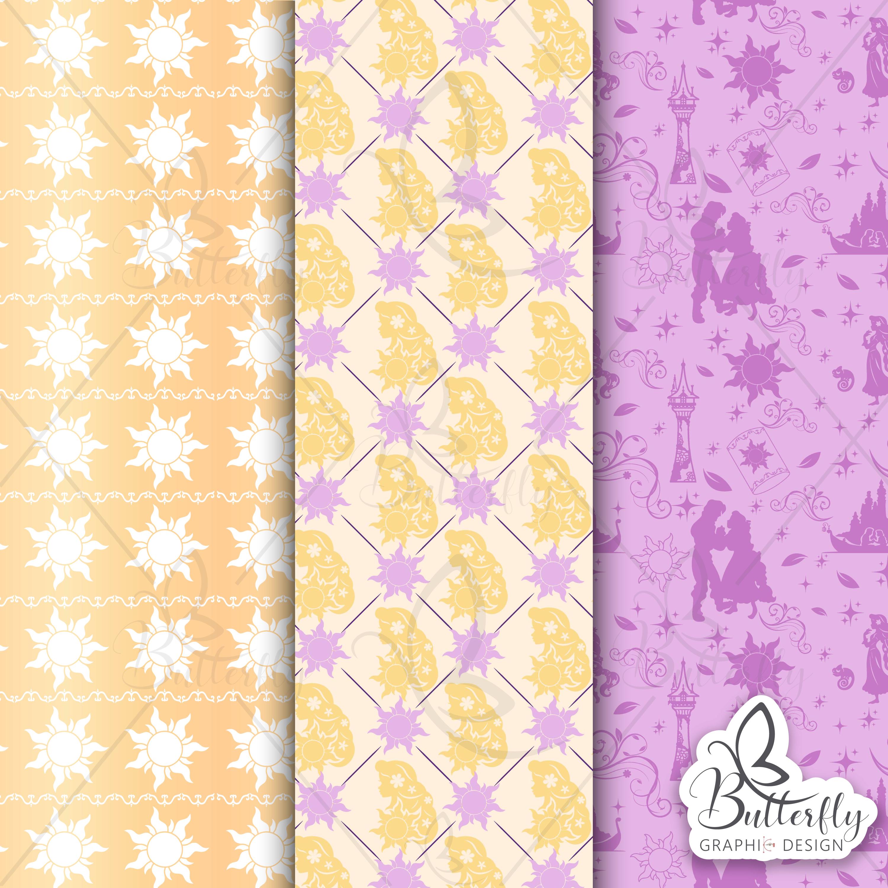Tangled Princess Digital Paper, Tangled Scrapbook Princess, Seamless ...