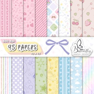 Kawai Monster Digital Paper, Scrapbook Monster Kawai, Wallpaper Monster Cute, Paper Print, seamless pattern