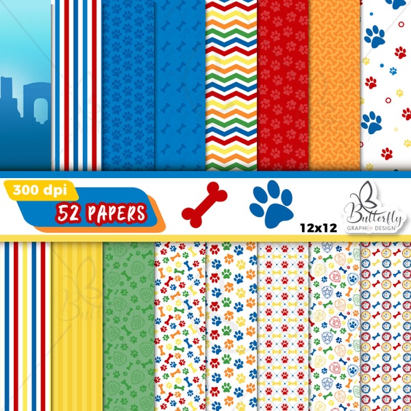 Paw Digital Paper, Scrapbook paw, seamless pattern