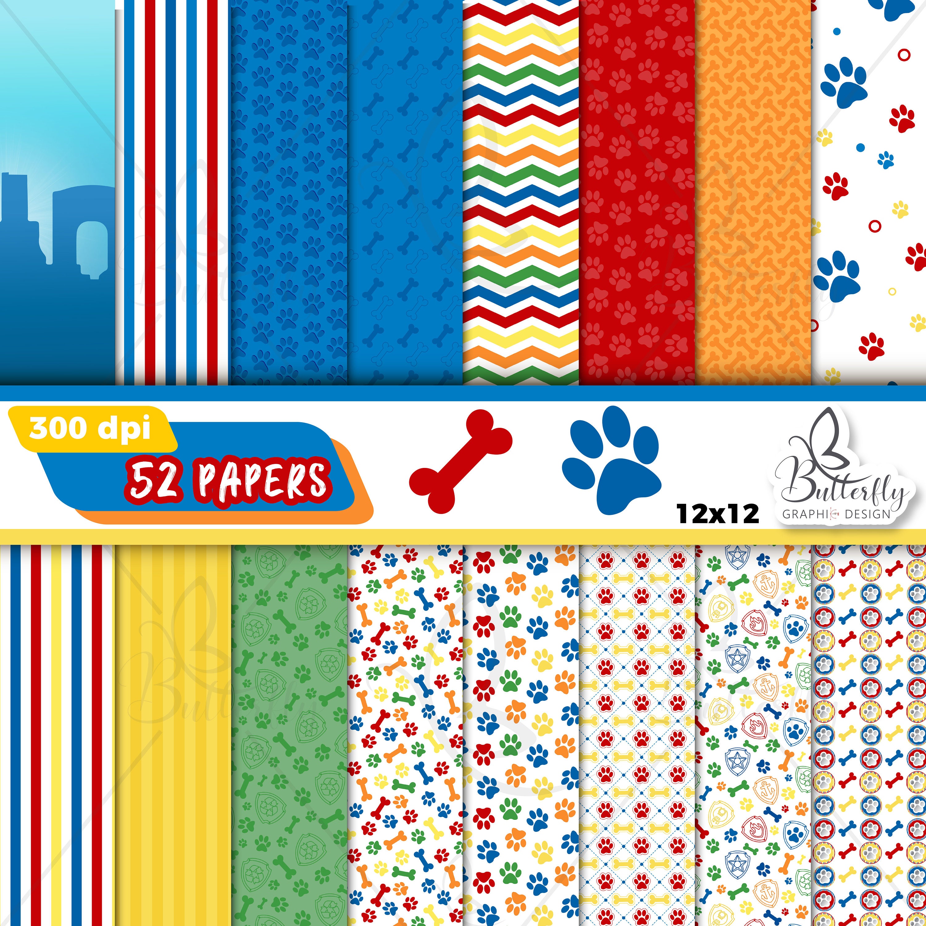 Paw Digital Paper, Scrapbook Paw, Seamless Pattern - Etsy