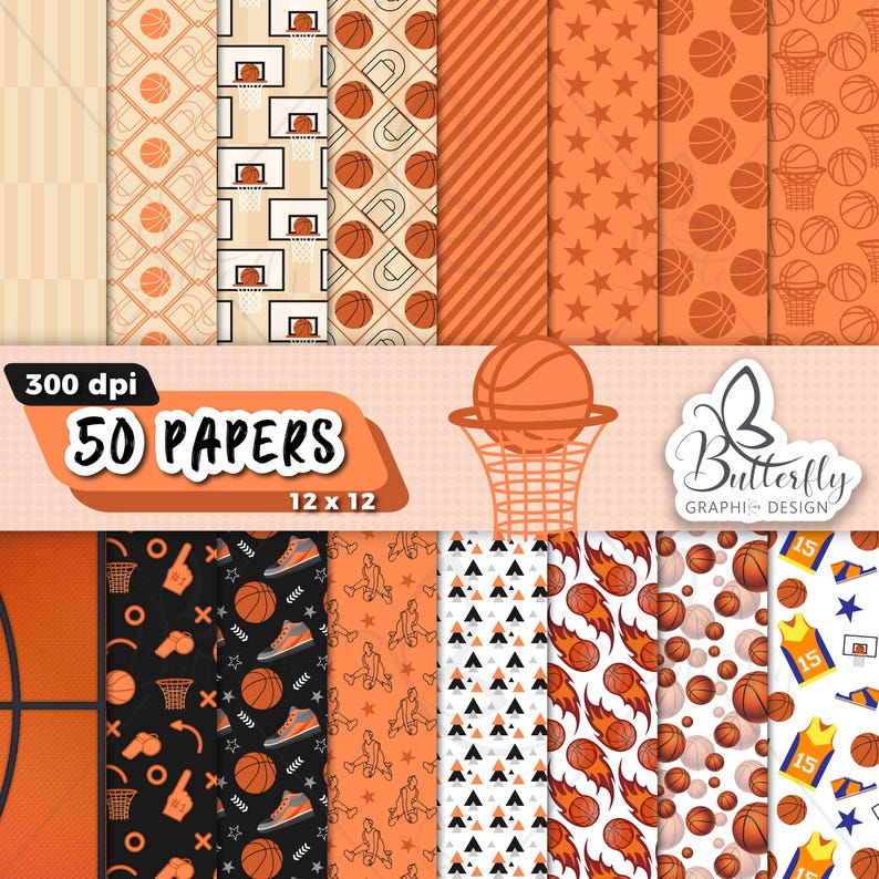Basketball Digital Paper, Scrapbook Basketball - Etsy