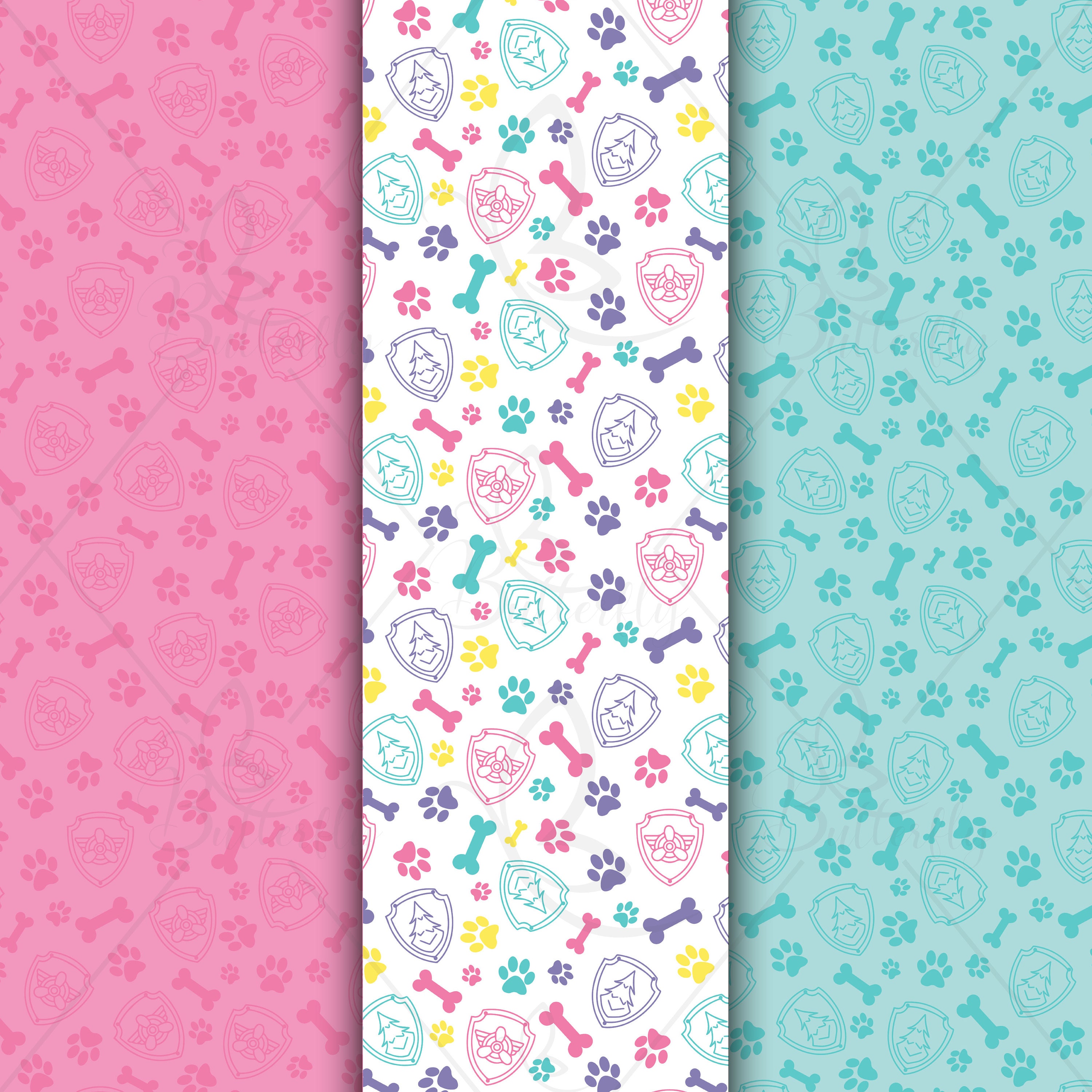 Paw Girls Digital Paper, Scrapbook, Wallpaper, Pattern - Etsy