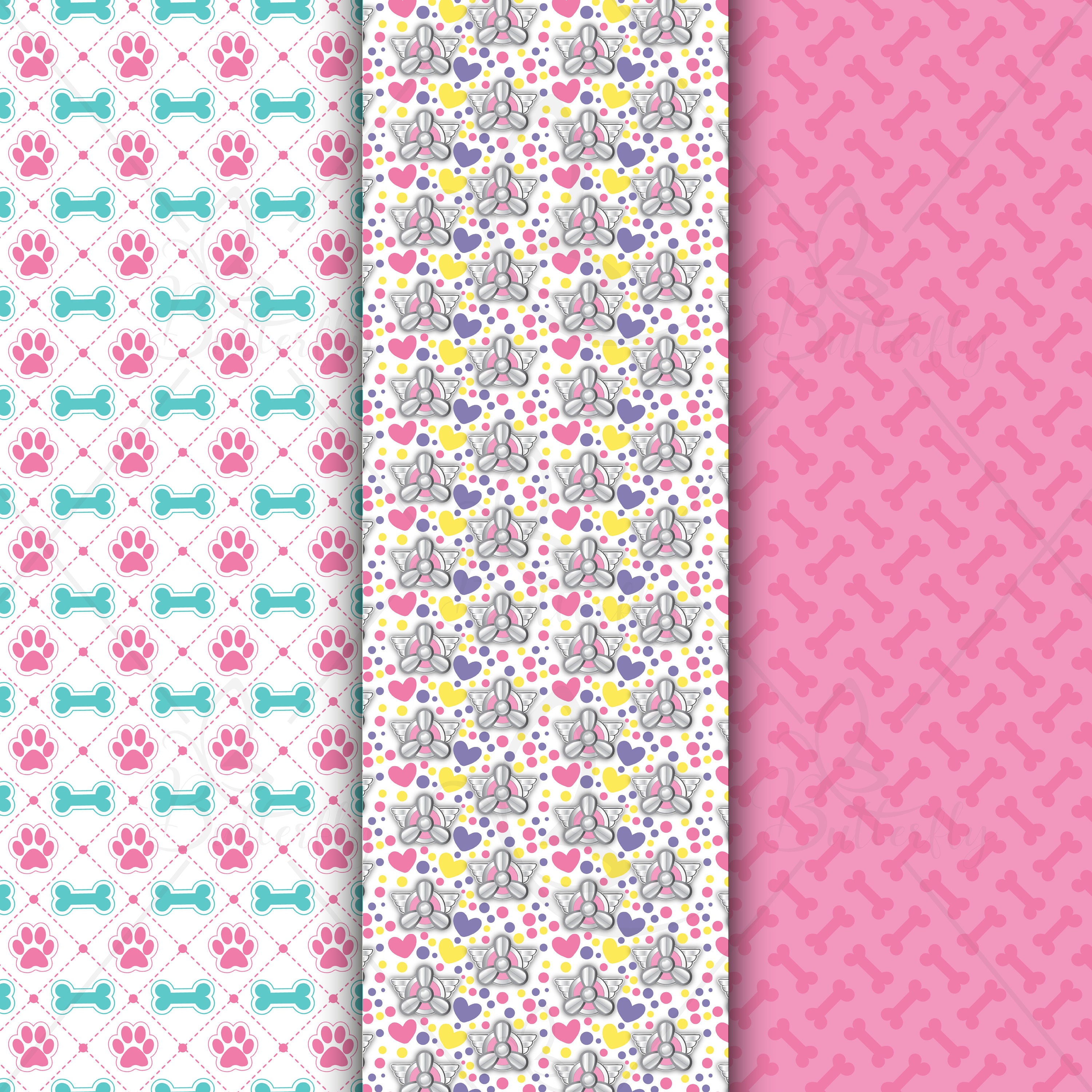 Paw Girls Digital Paper, Scrapbook, Wallpaper, Pattern - Etsy