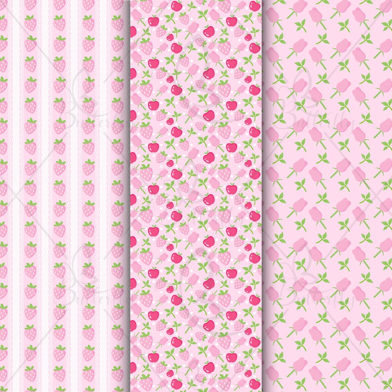 Kawaii Kitty Cat Digital Paper, Scrapbook Cat image 2