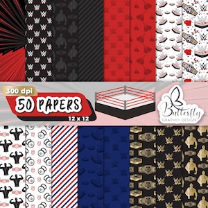 Papel digital de lucha libre, álbum de recortes de lucha, fondo de lucha, patrón sin costuras