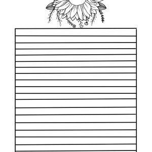 Sunflower Note Page Printable
