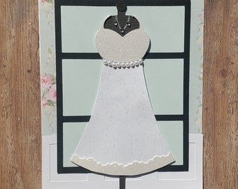 Handmade Wedding Dress Card for Weddings, Engagements, or Bridal Showers