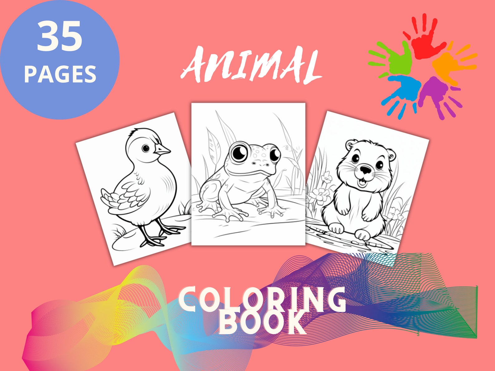 Animal Coloring Book, Coloring Pages for Kids and Adult, Animals for ...