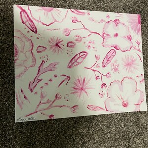 pink floral painting