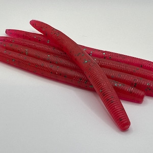 Strawberry 5&quot; Senko Style Stick Bait, Pack of 10, Soft Plastic Lure, Bait