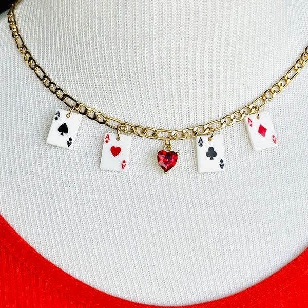 Queen Of Hearts Gold Necklace