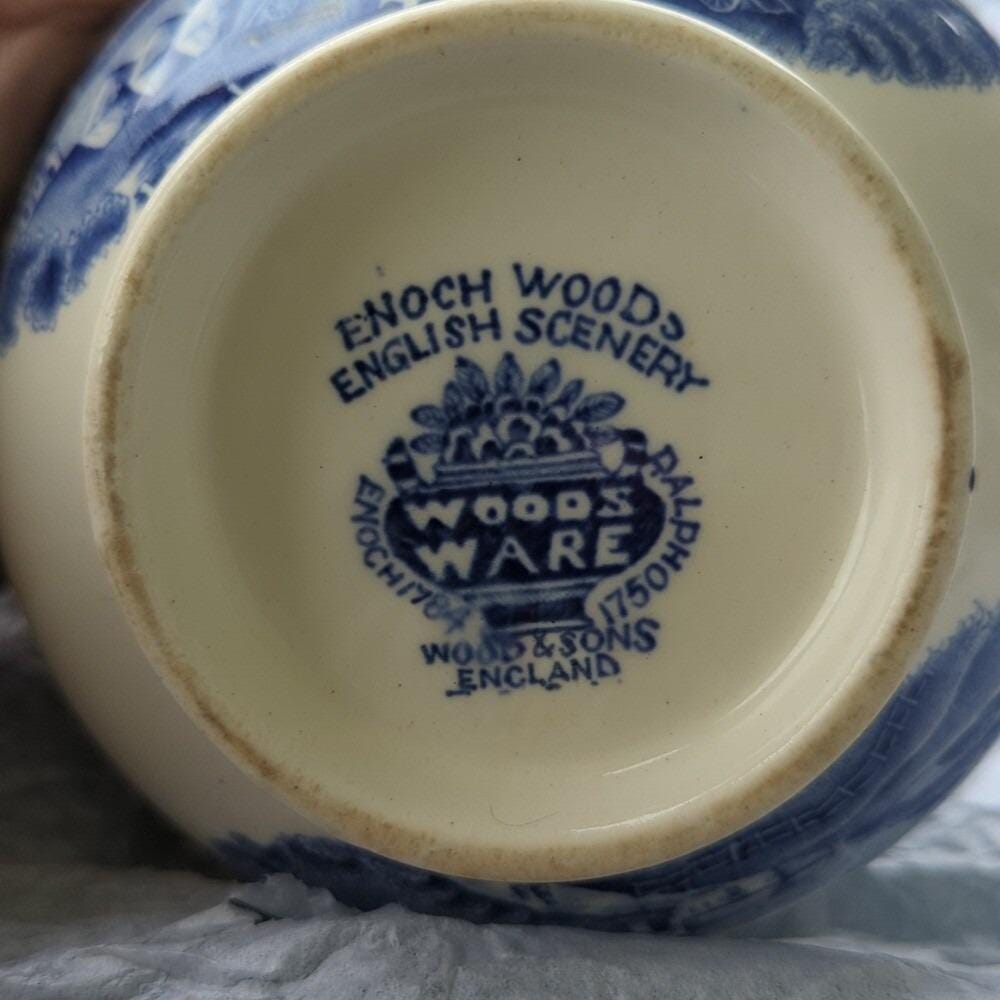 Enoch Woods English Scenery Blue White Creamer Wood & Sons England