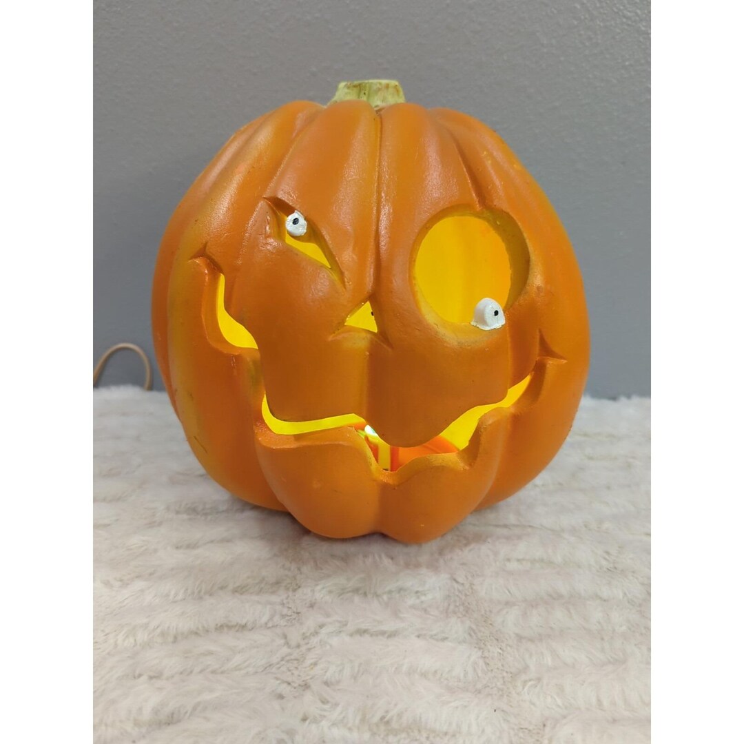 Trendmasters Blow Mold Foam Light up Pumpkin 9" VTG 1995 Jack O Lantern ...