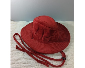 Cowboy Hat Red Velour With Chin Strap Vintage One Size - Etsy display picture 1