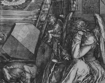 Albrecht Dürer Print, Melencholia I, German Art Vintage Etching, 1500s