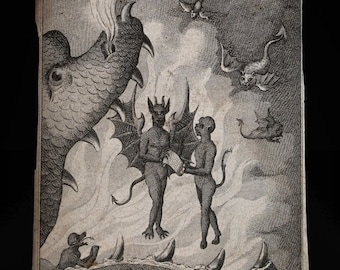 Abaddon Print, Jaws of Hell, Demon Vintage Illustration,  Apollyon, 1800s