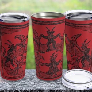 Dancing Witches and Demons Tumbler, 20oz, Goth Travel Mug