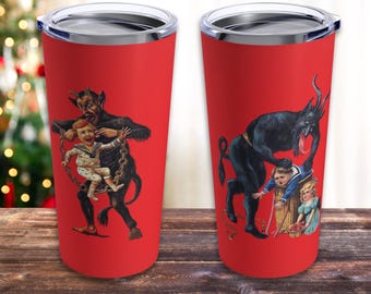 Krampus Travel Mug, Dark Christmas Coffee Tumbler