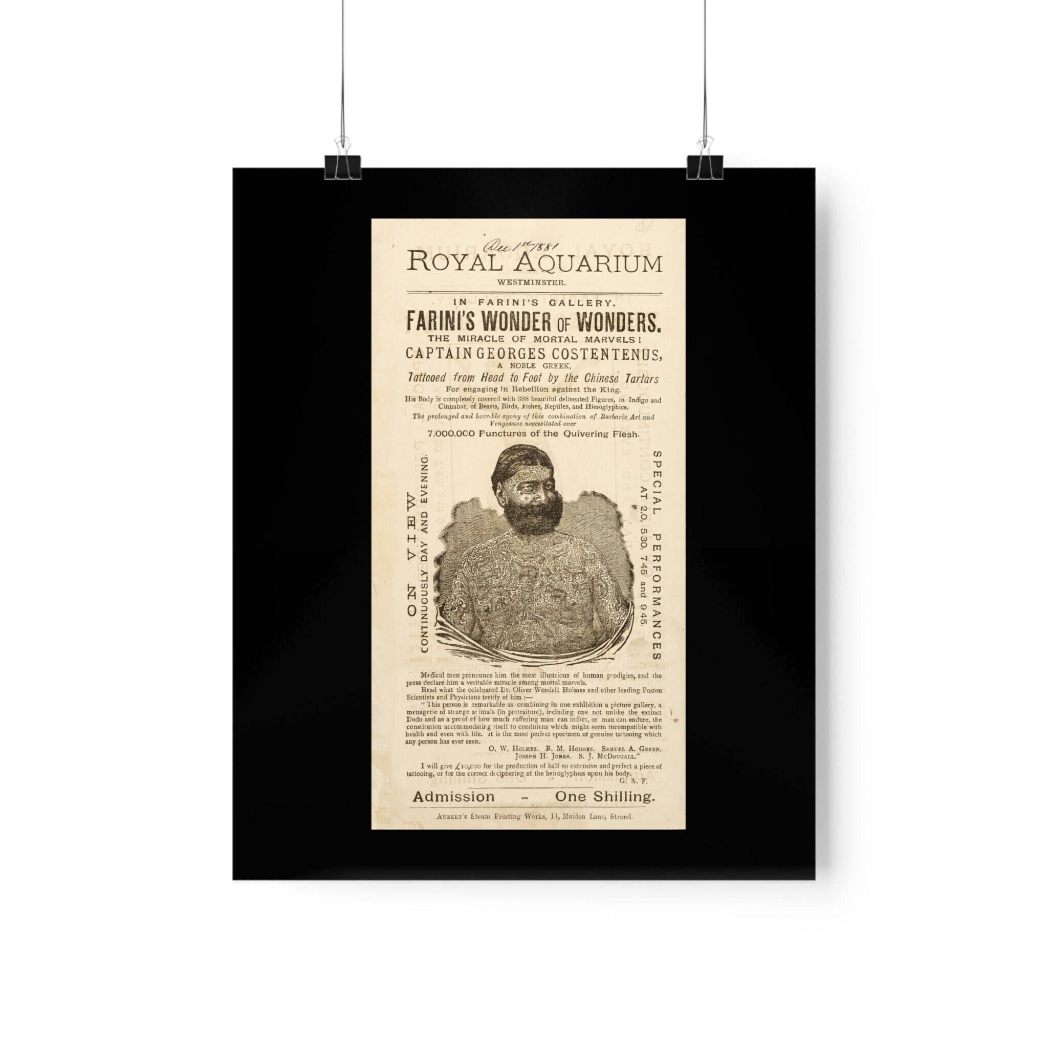 Tattooed Man Vintage Ad Print, Sideshow Freak