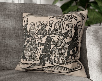 Witches and Demons Dine Accent Pillow, Dark Cottagecore, Goth Housewarming Gift, Witchy Aesthetic, Mystic Room