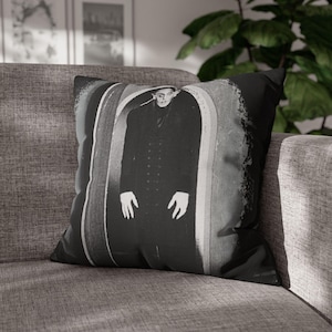 Nosferatu Accent Pillow, Vampire Throw Pillow, Old Horror Movies Cushion, Goth Home Decor