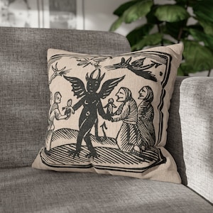 Witches and Demons Exchange Dolls Accent Pillow, Dark Cottagecore, Goth Housewarming Gift, Witchy Aesthetic, Mystic Room