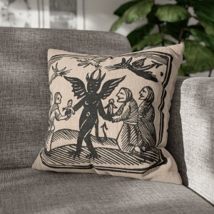 Witches and Demons Exchange Dolls Accent Pillow, Dark Cottagecore, Goth Housewarming Gift, Witchy Aesthetic, Mystic Room