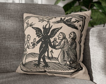Witches and Demons Exchange Dolls Accent Pillow, Dark Cottagecore, Goth Housewarming Gift, Witchy Aesthetic, Mystic Room
