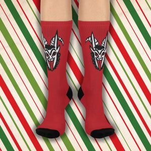 Krampus Socks, Christmas Crew Socks, Weird Holiday Socks