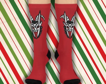 Krampus Socks, Christmas Crew Socks, Weird Holiday Socks