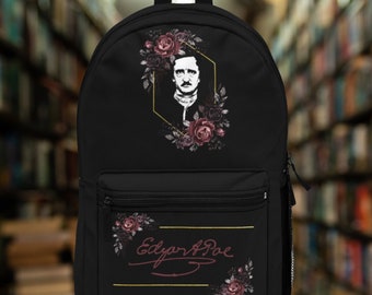 Edgar Allan Poe Backpack, Signature Poet, Gothic Literature, Dark Academia, Student, School Bag, College