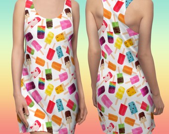 Popsicles Racerback Dress, Summer Sweets, Dessert, Delicious, Candycore, Whimsical, Kidcore