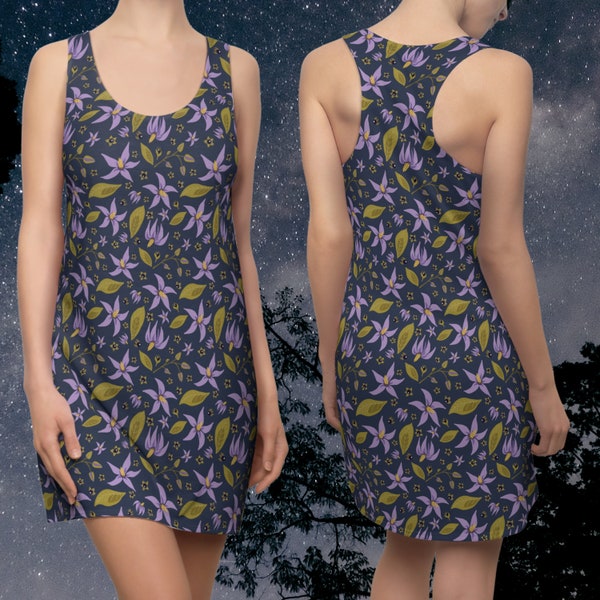 Belladonna Tank Dress, Deadly Nightshade Racerback, Witchy Sleeveless Poisonous Plants
