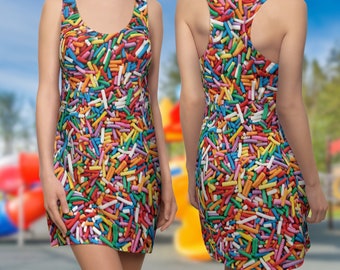 Rainbow Sprinkles Dress, Candy Tank Dress, Racerback, Dessert, Sweets, Candycore, Kidcore