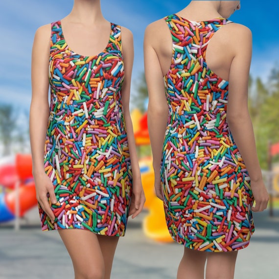 Rainbow Sprinkles Dress Candy Tank Dress Racerback Dessert Sweets Candycore Kidcore