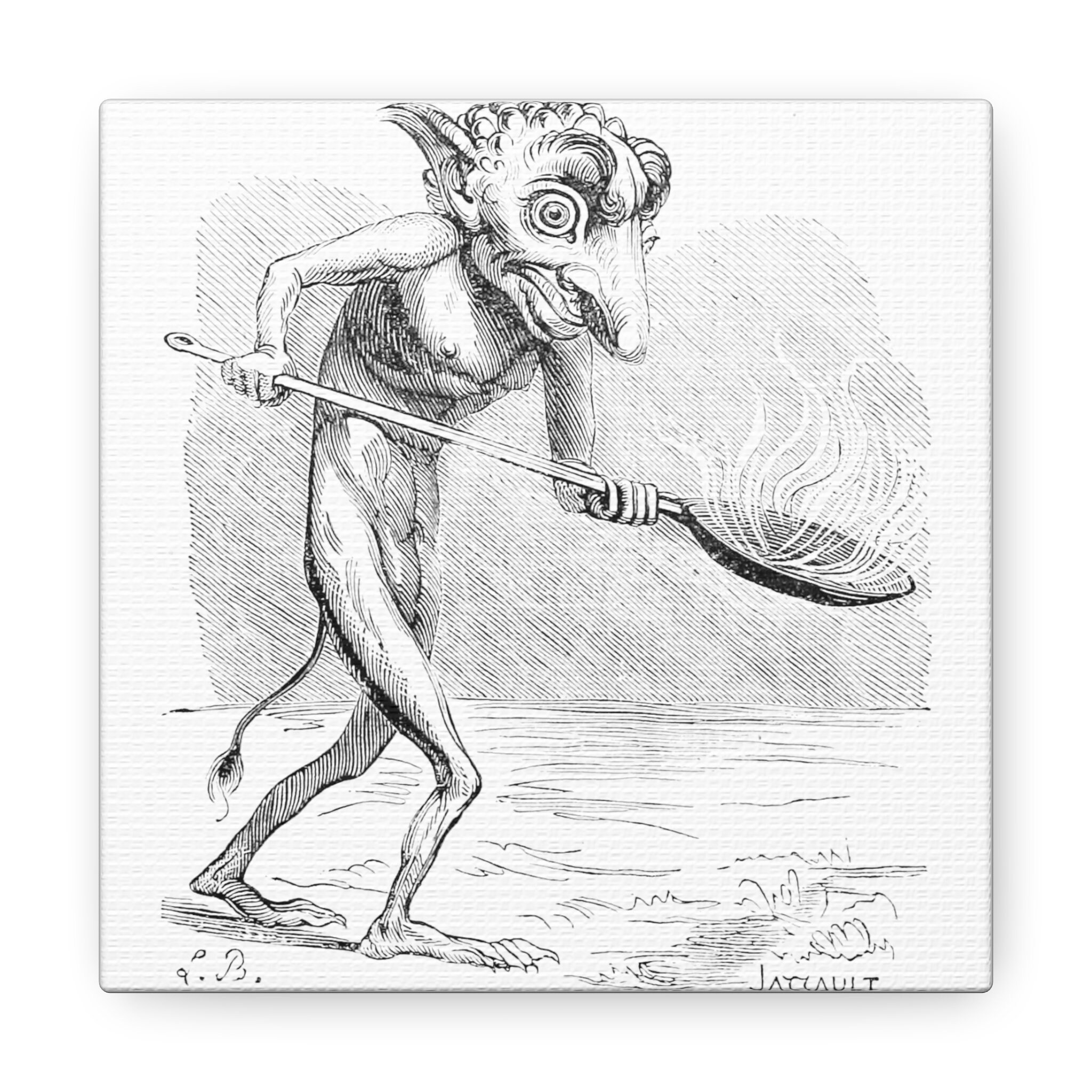 Ukobach Demon Canvas Print, Occult Decor, Ars Goetia
