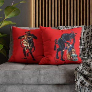 Krampus Accent Pillows, Dark Christmas Throw Cushion