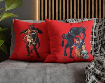 Krampus Accent Pillows, Dark Christmas Throw Cushion