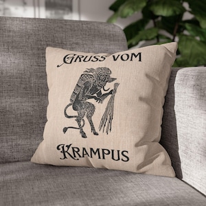 Gruss Vom Krampus Accent Pillow, Dark Holiday Throw Cushion, Gothic Christmas Decor, Pagan Wiccan Witchy